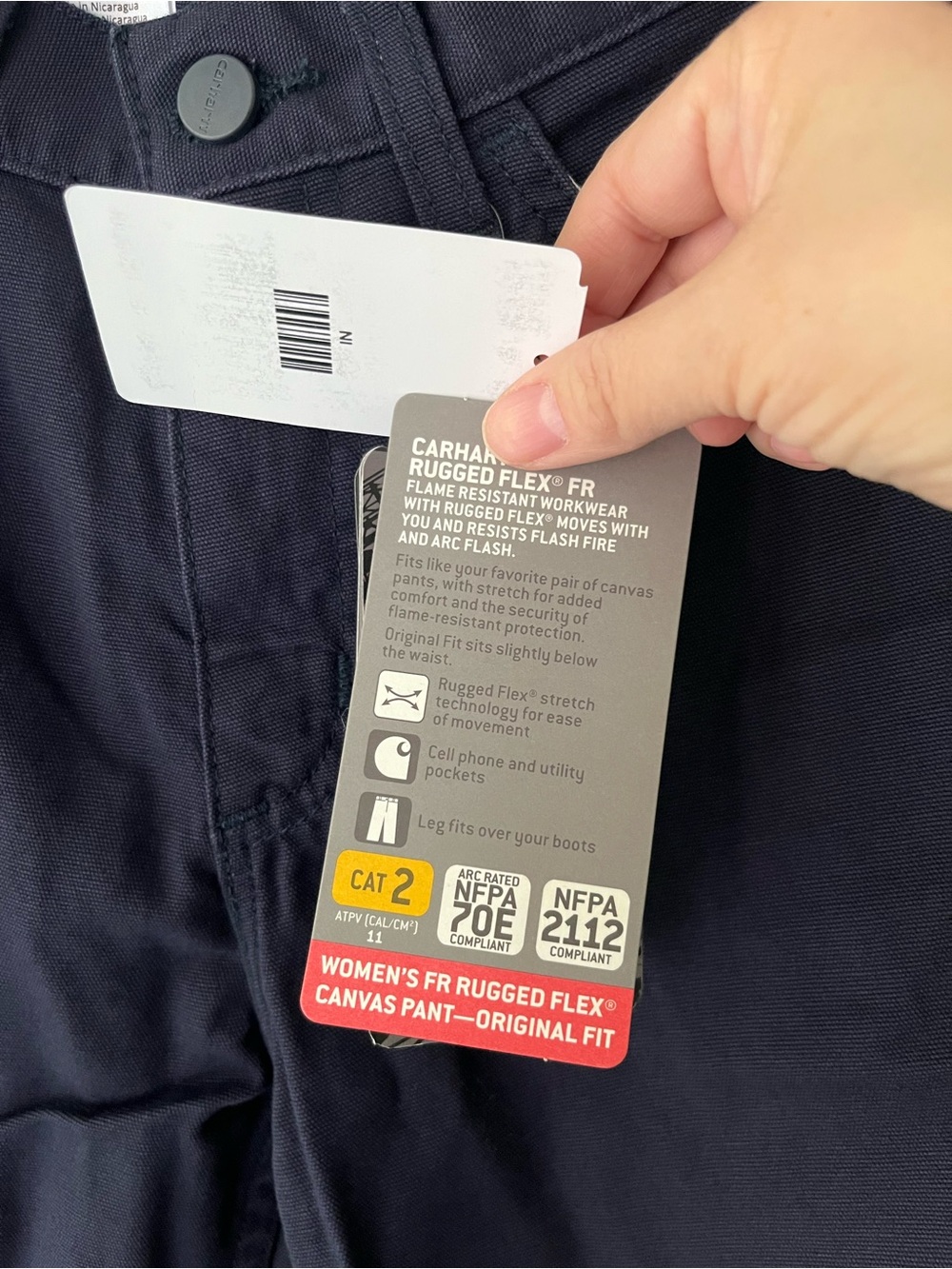 CARHARTT 102689 FLAME RESISTANT RUGGED FLEX CANVAS LOOSE FIT PANTS NAVY 8 - Picture 7 of 7